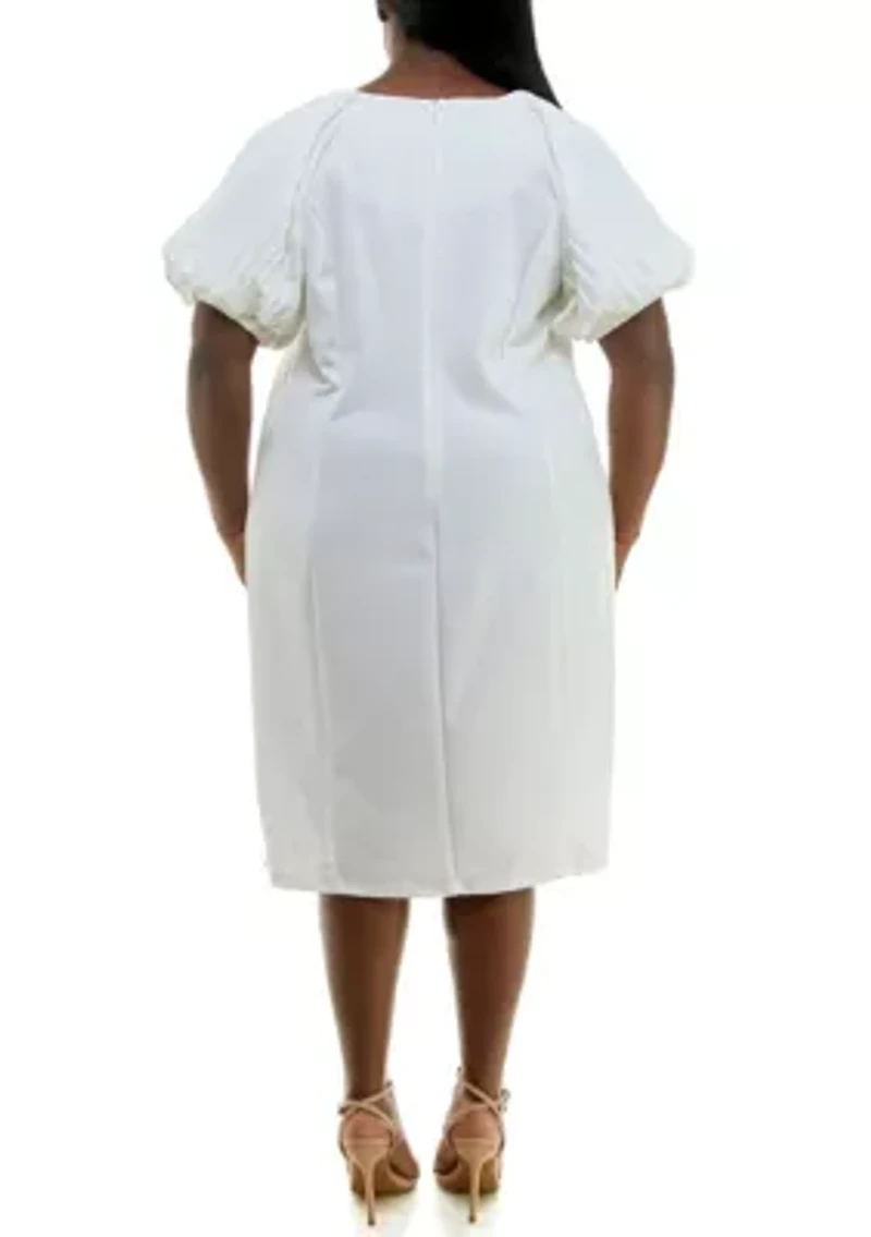 Puff Sleeve Sheath Dress