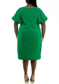 Puff Sleeve Sheath Dress