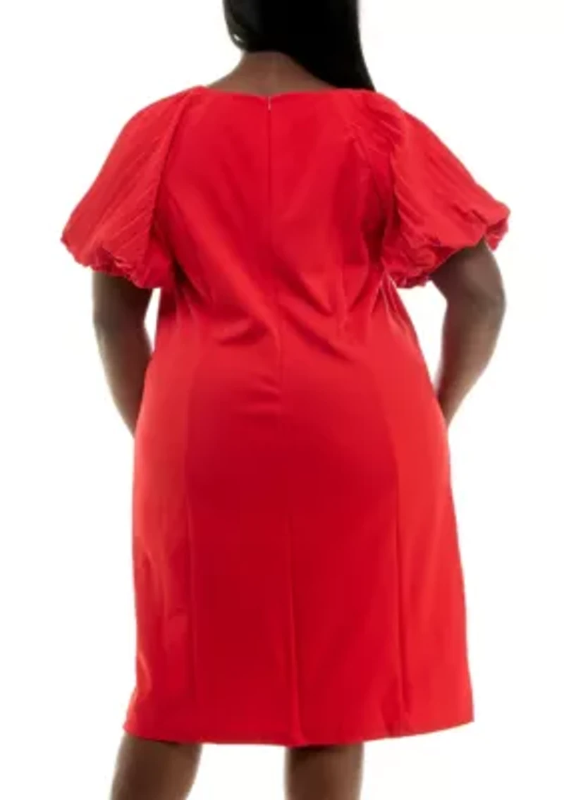 Puff Sleeve Sheath Dress