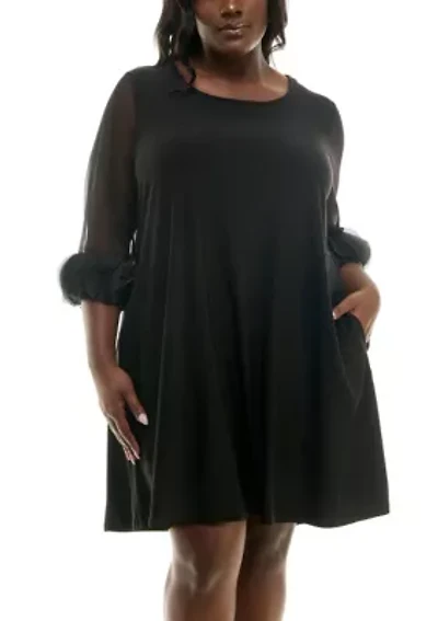 Trapeze pocket dress with ruffle sleeve