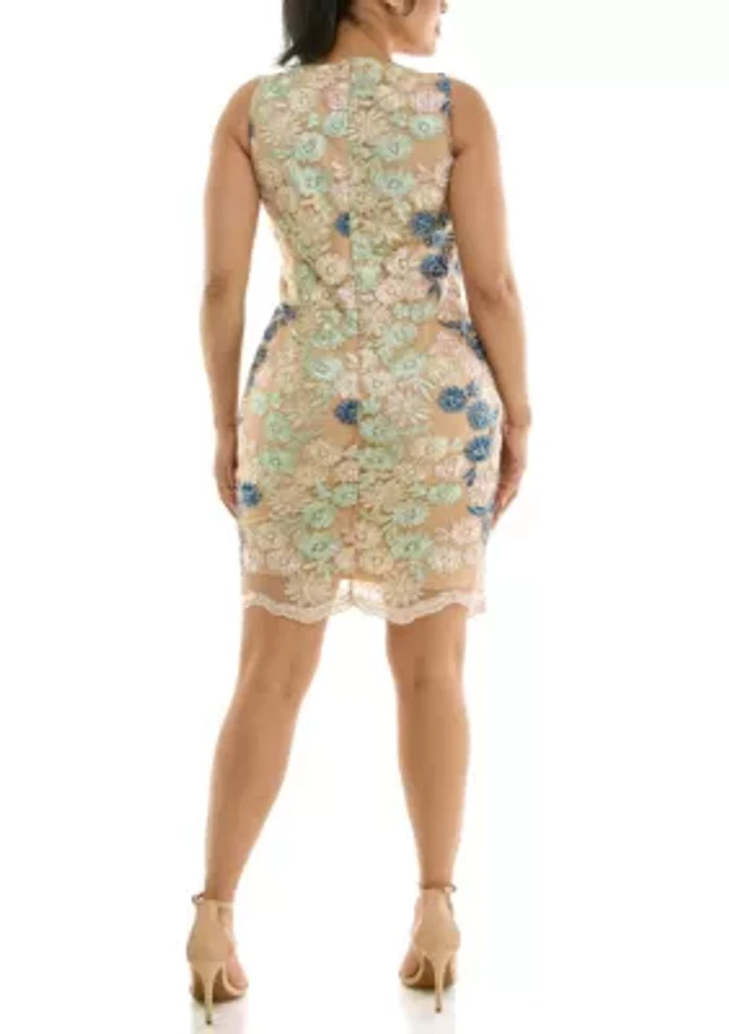 Sheath dress with embroidery