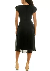 Sleeveless V Neck Fit Flare Dress