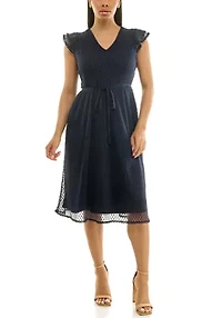 Fit and Flare Mesh Dress