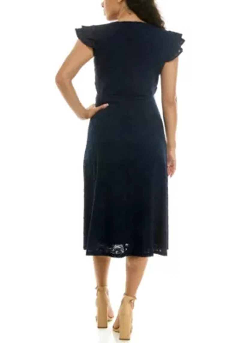 Sleeveless V Neck Fit Flare Dress