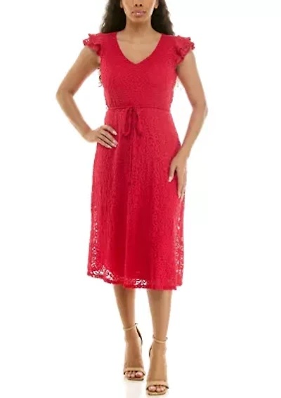 Sleeveless V Neck Fit Flare Dress