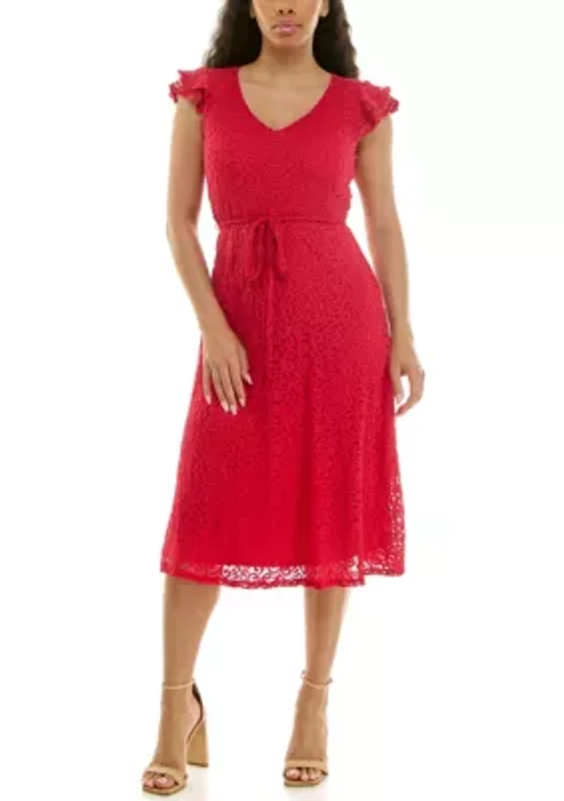 Sleeveless V Neck Fit Flare Dress