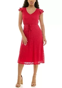 Sleeveless V Neck Fit Flare Dress