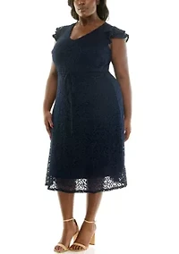 Plus Fit and Flare Lace Dress