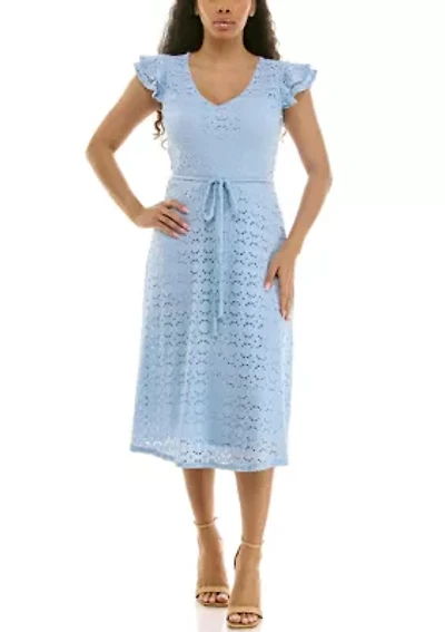 Sleeveless V Neck Fit Flare Dress