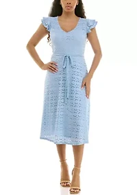 Sleeveless V Neck Fit Flare Dress
