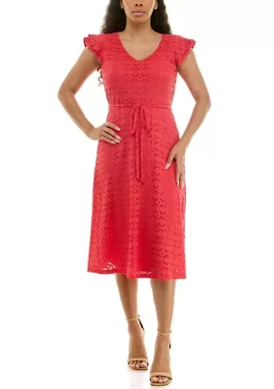 Sleeveless V Neck Fit Flare Dress