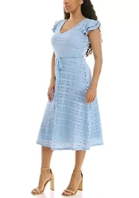 Sleeveless V Neck Fit Flare Dress