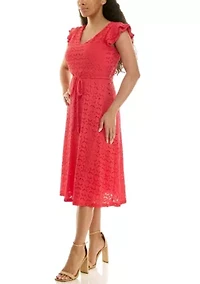 Sleeveless V Neck Fit Flare Dress