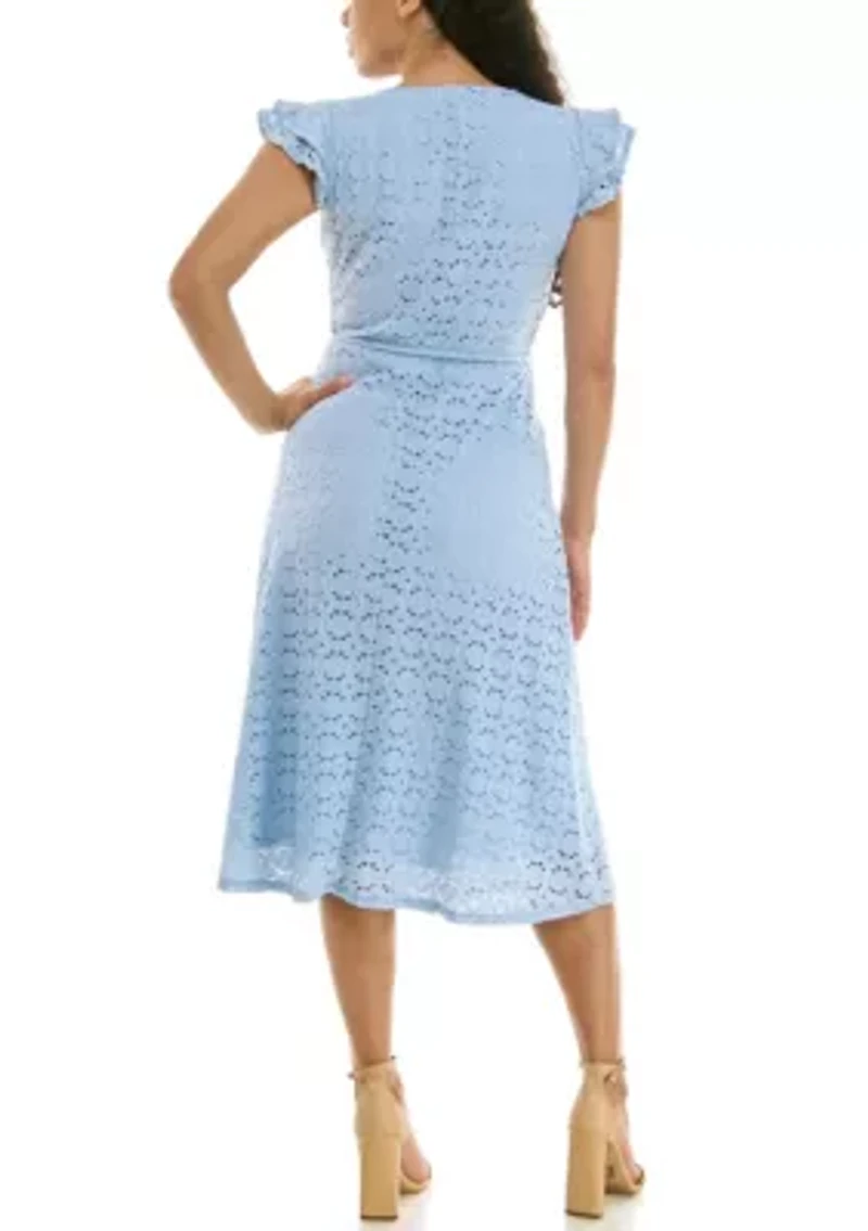 Sleeveless V Neck Fit Flare Dress