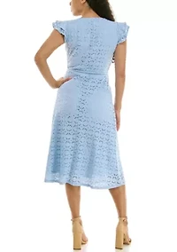 Sleeveless V Neck Fit Flare Dress