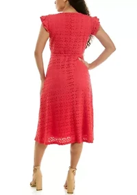 Sleeveless V Neck Fit Flare Dress