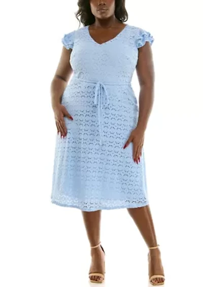 Plus V Neck Fit and Flare Dress