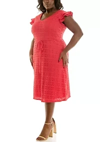 Plus V Neck Fit and Flare Dress