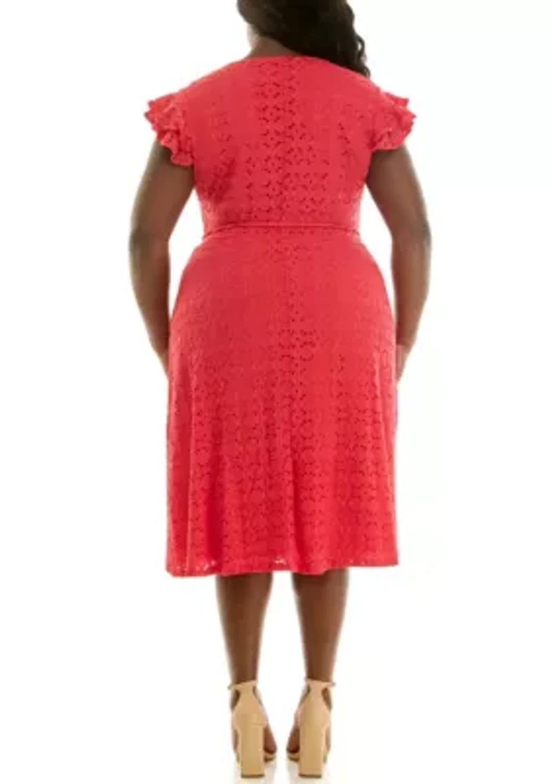 Plus V Neck Fit and Flare Dress