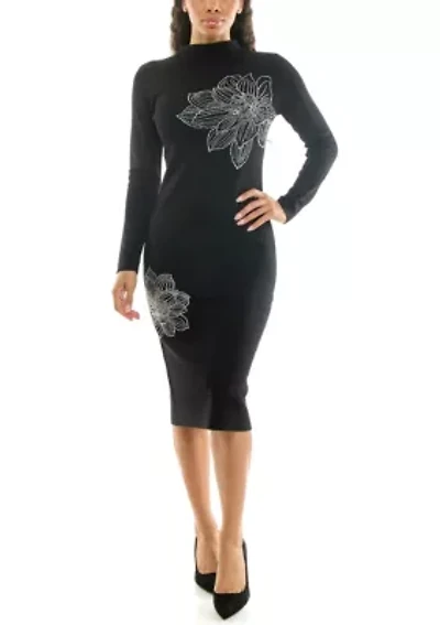 Floral Studded Sweater Dress