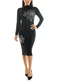 Floral Studded Sweater Dress