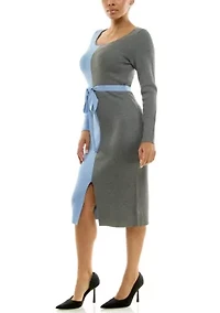 Boatneck colorblock sweater dress