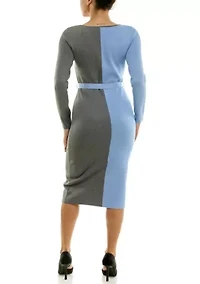 Boatneck colorblock sweater dress