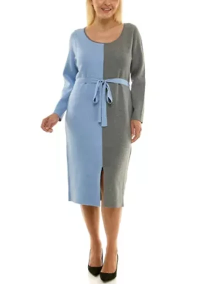 Boatneck colorblock sweater dress