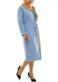 Boatneck colorblock sweater dress