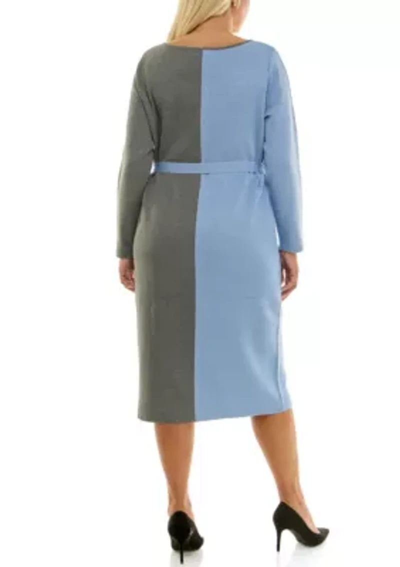 Boatneck colorblock sweater dress