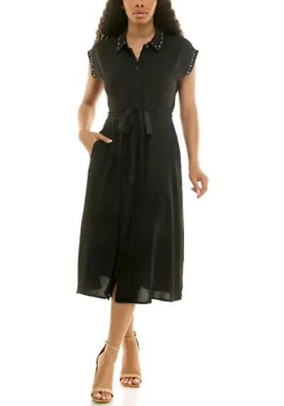Collared Button Front Shirt Dress