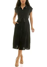 Collared Button Front Shirt Dress