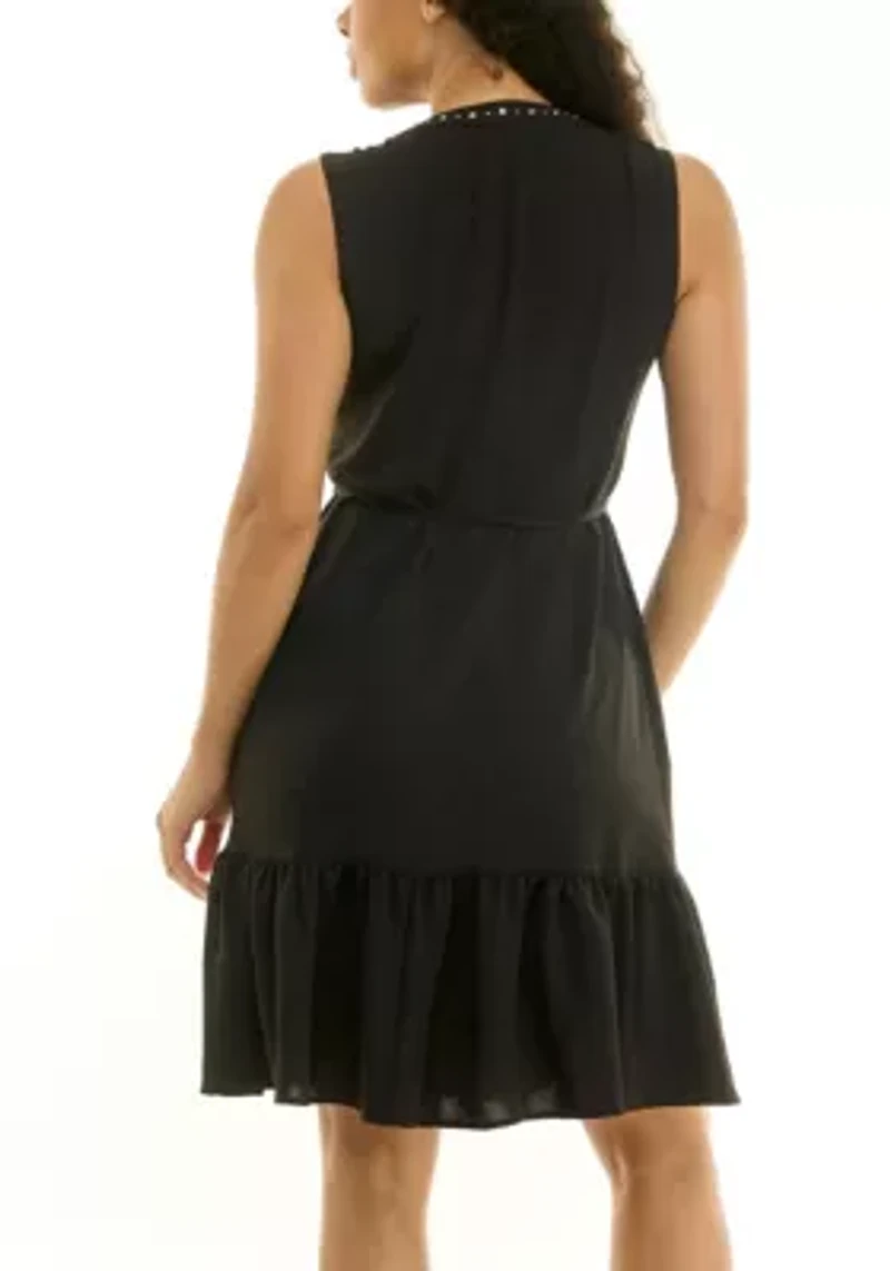 Mandarin Collar Button Front Dress