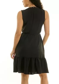 Mandarin Collar Button Front Dress