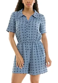 Button Front Tie Romper