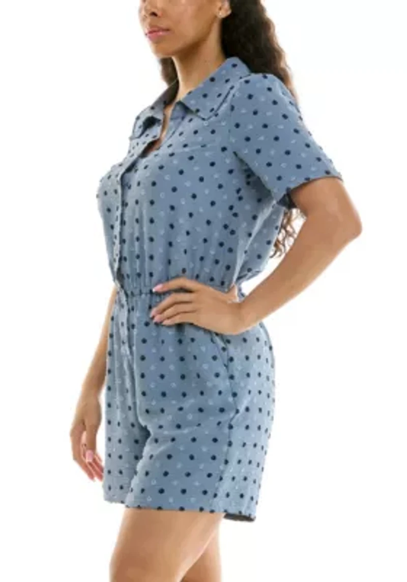 Button Front Tie Romper