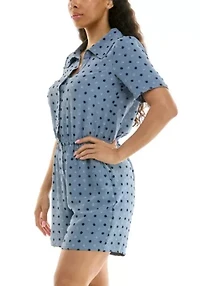 Button Front Tie Romper