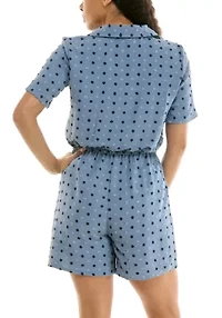 Button Front Tie Romper