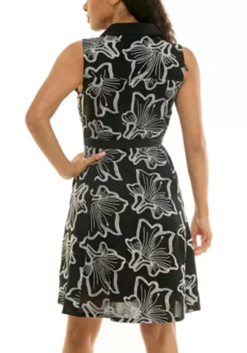 Sleeveless Collared Embroidered Dress