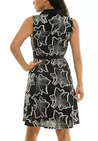 Sleeveless Collared Embroidered Dress