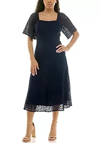 Square neck lace dress