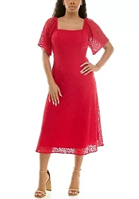 Square neck lace dress