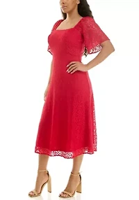 Square neck lace dress