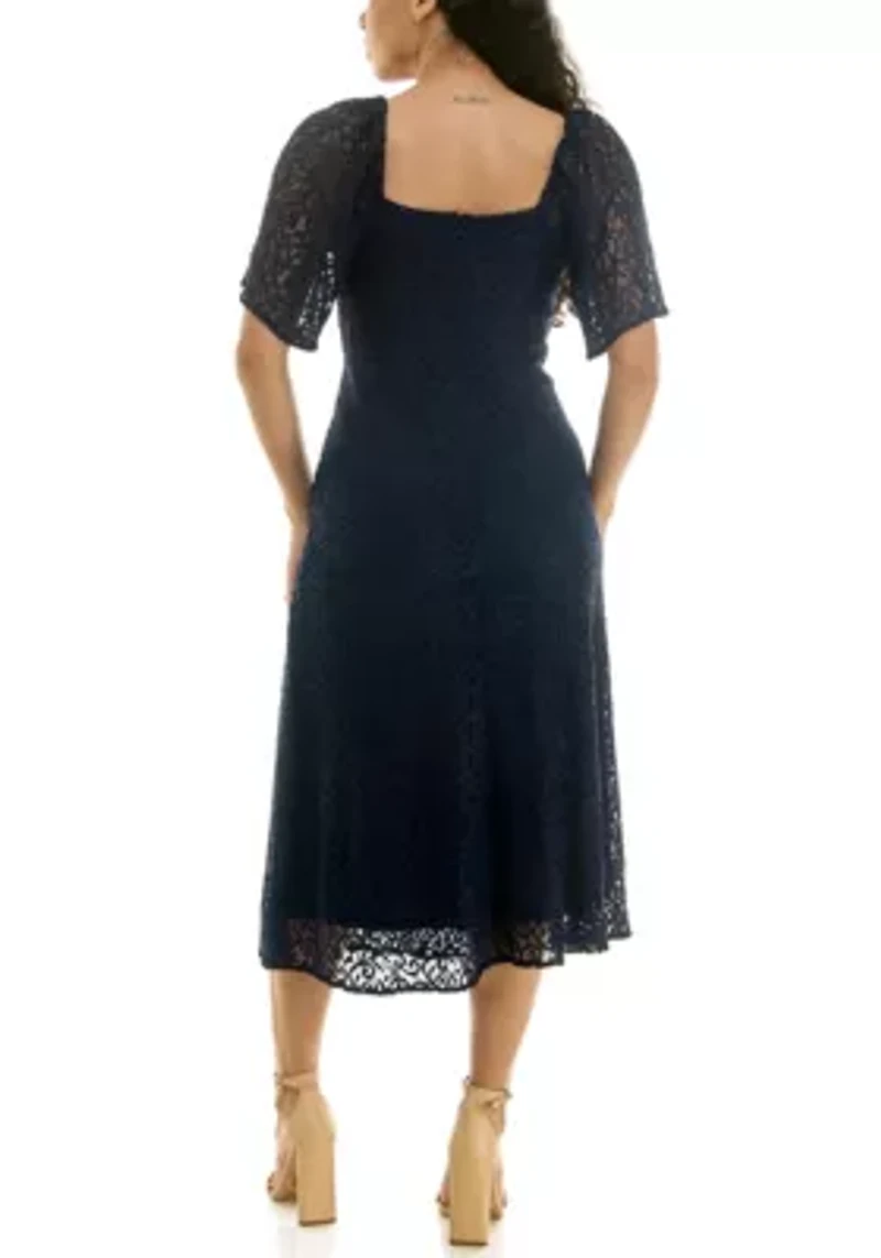 Square neck lace dress