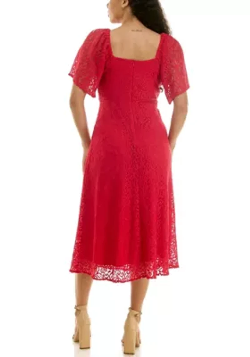 Square neck lace dress