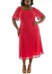 Flutter Square Neck Lace Dress