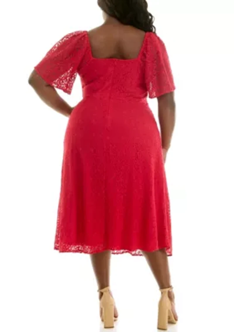Flutter Square Neck Lace Dress
