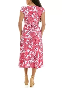 Printed Fit and Flare Lace Up Dress