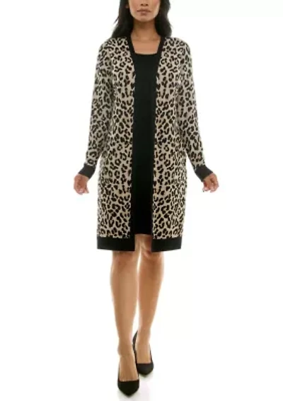 Twofer jaquard sweater dress