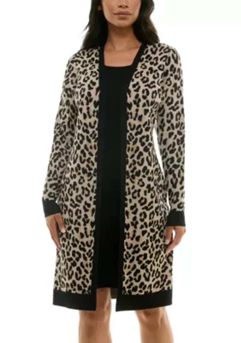 Twofer jaquard sweater dress